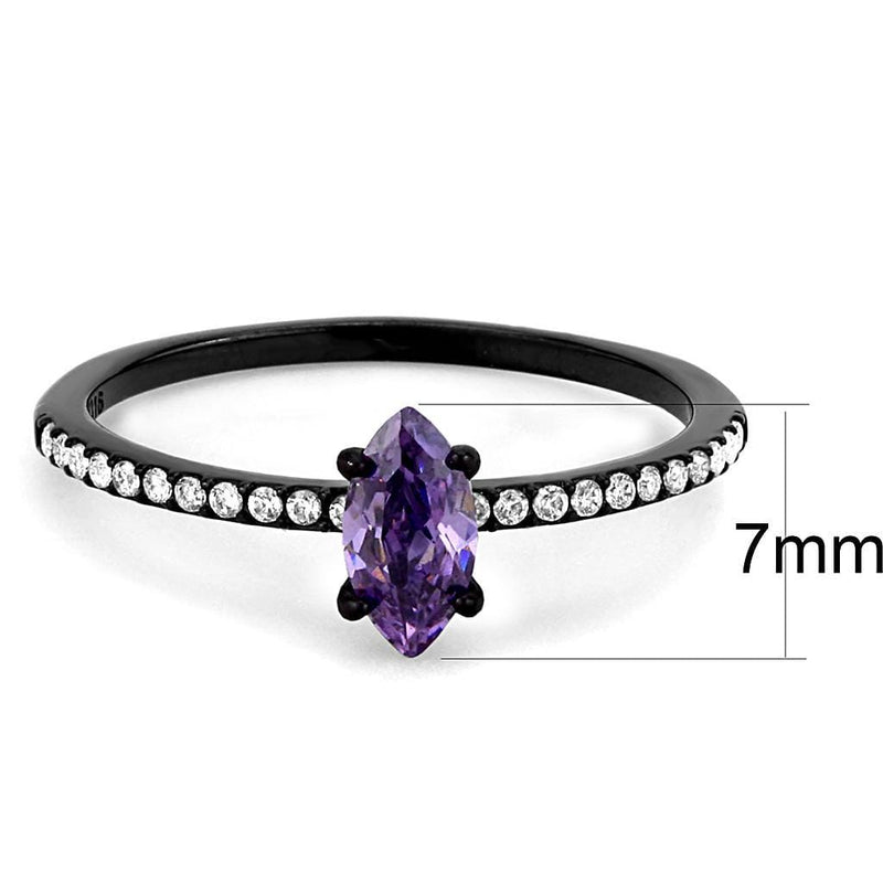 Silver Jewelry Rings Women's Band Rings DA032 Black - Stainless Steel Ring with AAA Grade CZ Alamode Fashion Jewelry Outlet