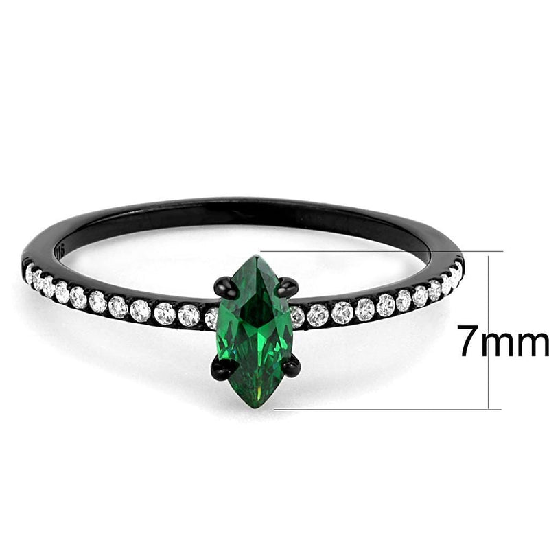 Silver Jewelry Rings Women's Band Rings DA033 Black - Stainless Steel Ring with AAA Grade CZ Alamode Fashion Jewelry Outlet