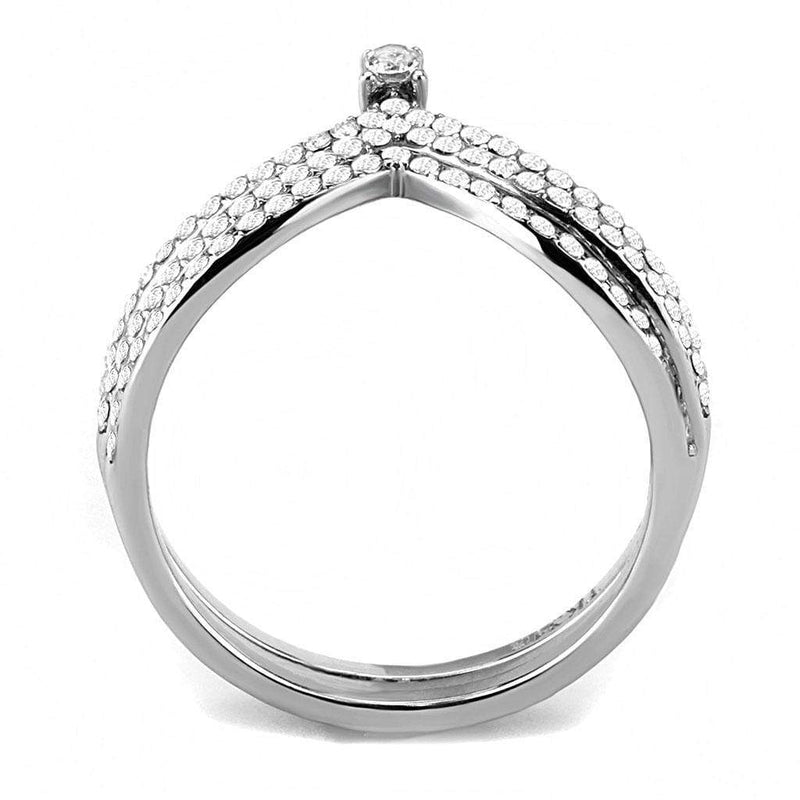 Silver Jewelry Rings Women's Band Rings DA061 Stainless Steel Ring with AAA Grade CZ Alamode Fashion Jewelry Outlet