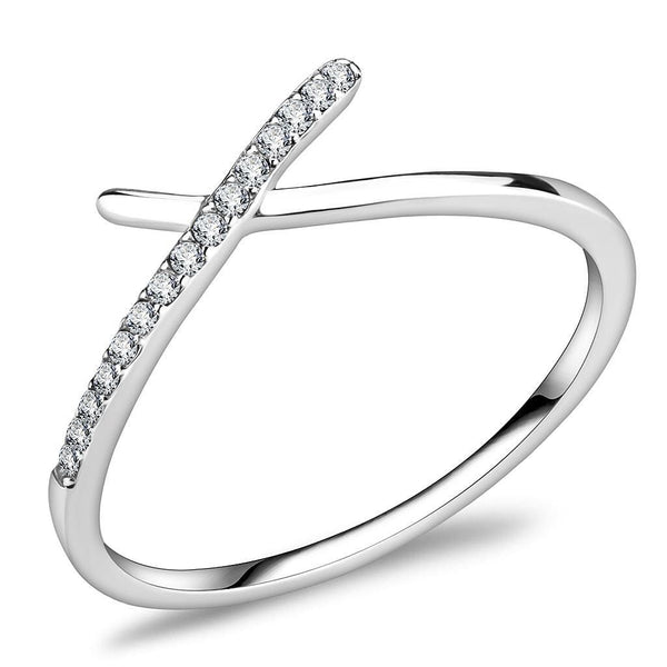 Women's Band Rings DA112 Stainless Steel Ring with AAA Grade CZ