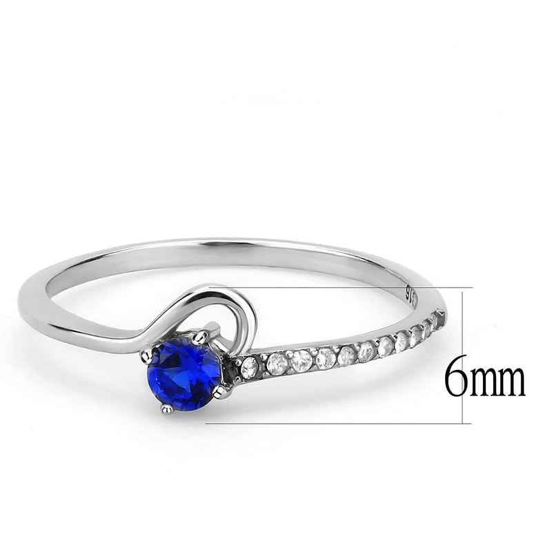 Women's Band Rings DA114 Stainless Steel Ring with CZ in London Blue