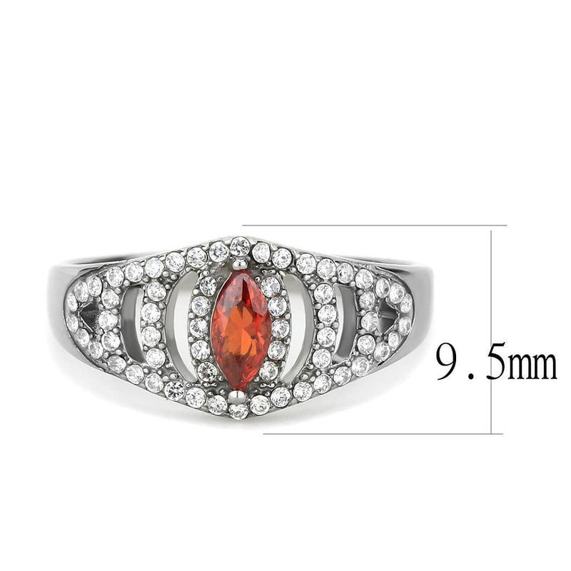 Women's Band Rings DA123 Stainless Steel Ring with AAA Grade CZ in Orange