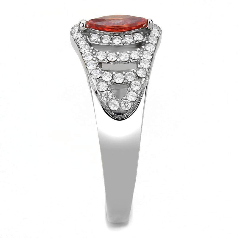 Women's Band Rings DA123 Stainless Steel Ring with AAA Grade CZ in Orange