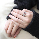 Women's Band Rings DA123 Stainless Steel Ring with AAA Grade CZ in Orange