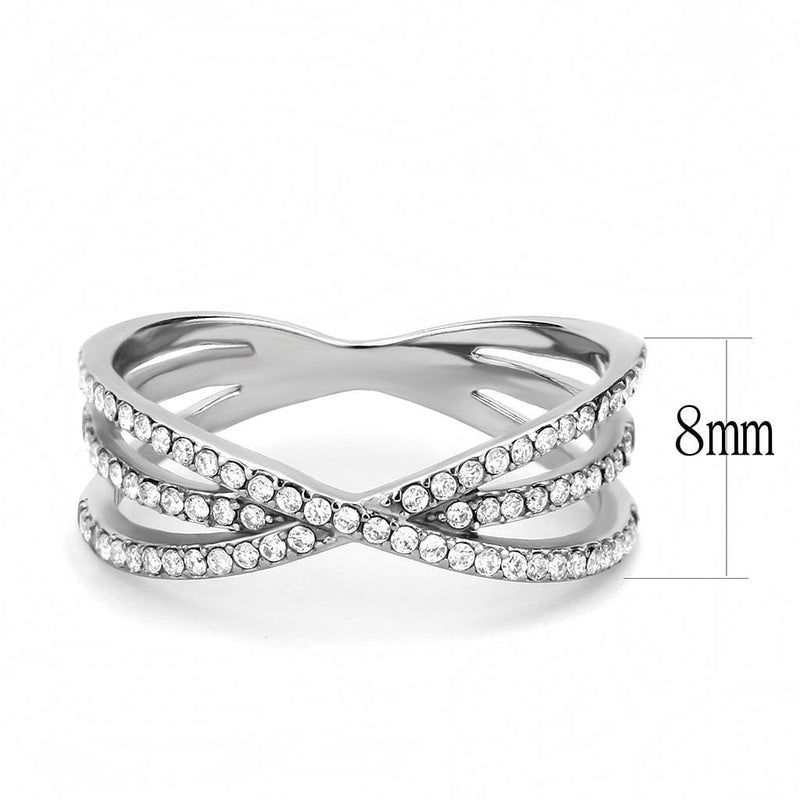 Women's Band Rings DA124 Stainless Steel Ring with AAA Grade CZ