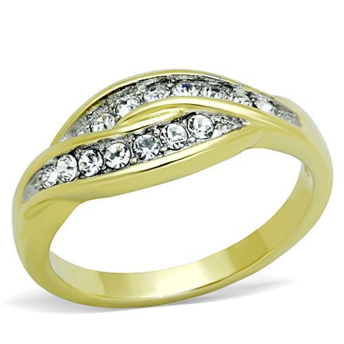 Silver Jewelry Rings Women's Gold Band Rings TK1704 Two-Tone Gold - Stainless Steel Ring with Crystal Alamode Fashion Jewelry Outlet