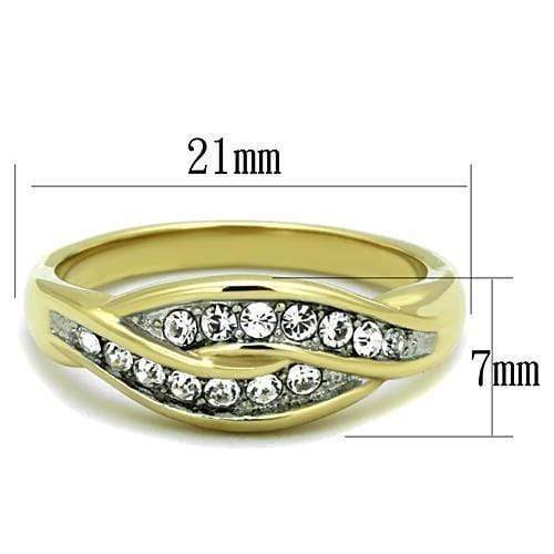 Women's Gold Band Rings TK1704 Two-Tone Gold - Stainless Steel Ring with Crystal