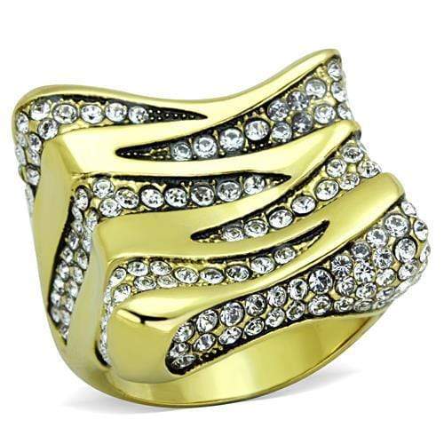 Women's Gold Band Rings TK1709 Gold - Stainless Steel Ring with Crystal