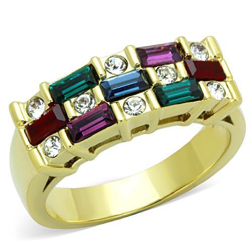 Women's Gold Band Rings TK1719 Gold - Stainless Steel Ring with Crystal