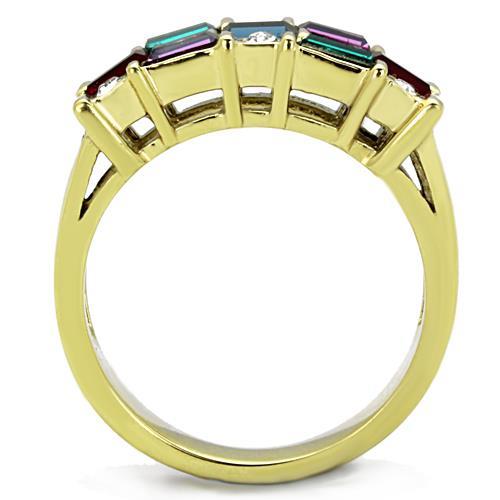 Women's Gold Band Rings TK1719 Gold - Stainless Steel Ring with Crystal