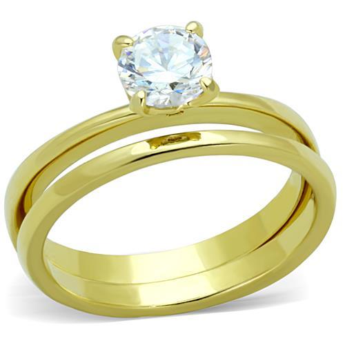 Women's Gold Band Rings TK1721 Gold - Stainless Steel Ring with CZ