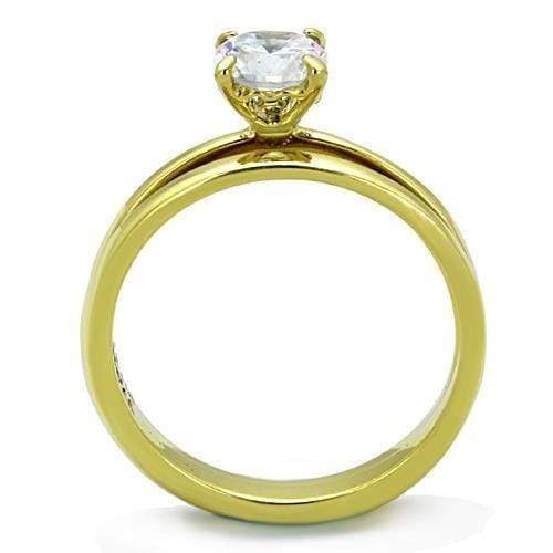 Women's Gold Band Rings TK1721 Gold - Stainless Steel Ring with CZ