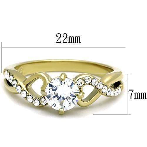 Women's Gold Band Rings TK1722 Gold - Stainless Steel Ring with CZ