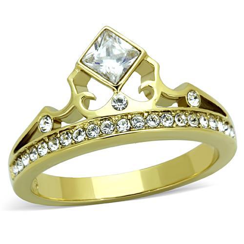 Women's Gold Band Rings TK1727 Gold - Stainless Steel Ring with CZ