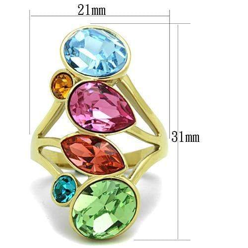 Women's Gold Band Rings TK1729 Gold - Stainless Steel Ring with Crystal