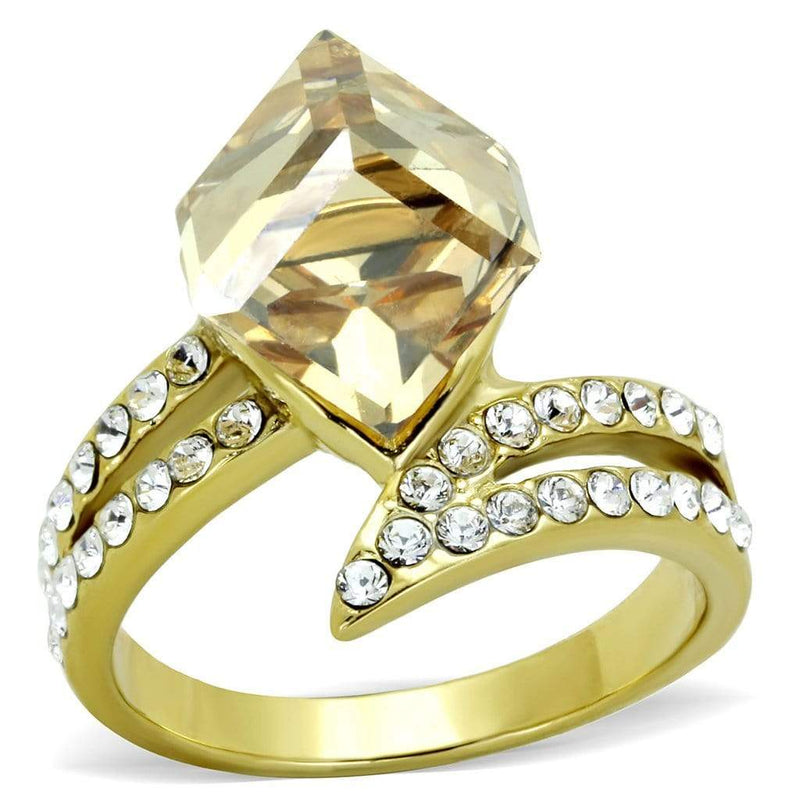 Women's Gold Band Rings TK1745 Gold - Stainless Steel Ring with Crystal