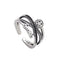 Women Vintage Pattern Multilayer Crossing Design Smiling Face Silver Ring