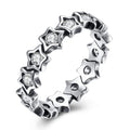 Women Vintage Style Creative Stars Shape Zircon 925 Silver Adjustable Ring