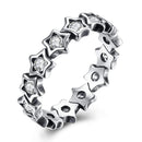 Women Vintage Style Creative Stars Shape Zircon 925 Silver Adjustable Ring