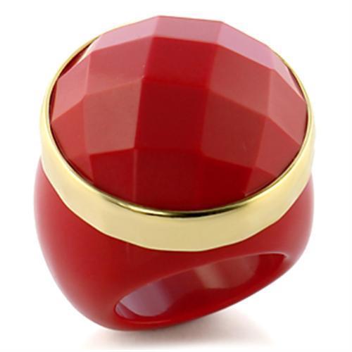 Silver Jewelry Rings Yellow Gold Engagement Rings 9W192 Gold Brass Ring with Synthetic in Ruby Alamode Fashion Jewelry Outlet