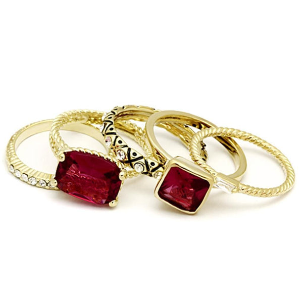 Yellow Gold Engagement Rings LO2548 Gold Brass Ring with Synthetic in Ruby