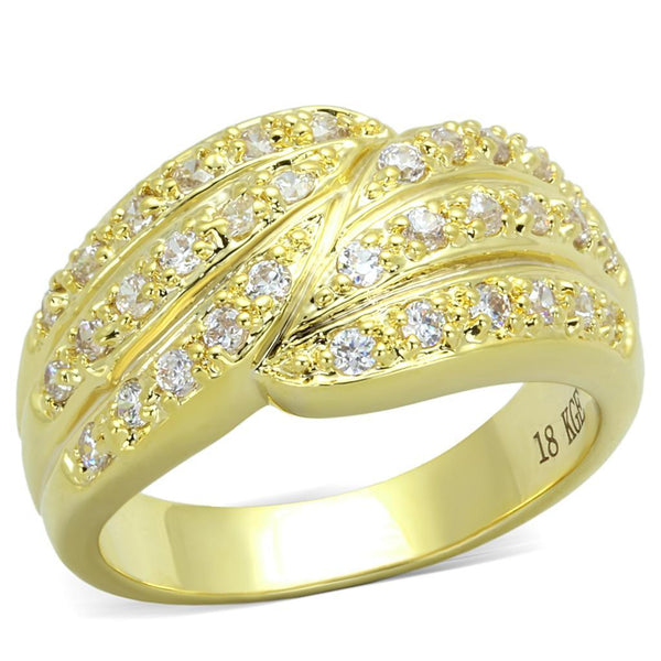 Yellow Gold Engagement Rings LO3402 Gold Brass Ring with AAA Grade CZ