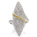 Yellow Gold Ring 0W099 Gold+Rhodium Brass Ring with AAA Grade CZ