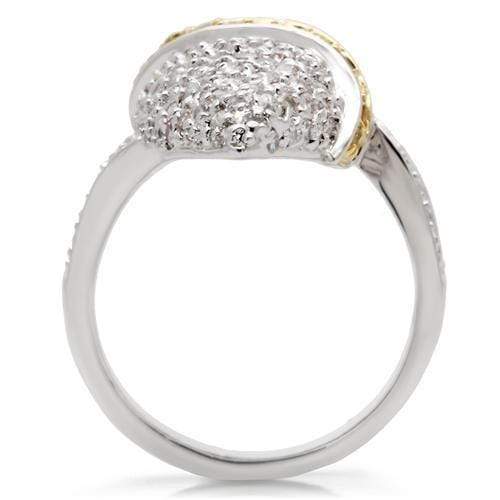 Yellow Gold Ring 0W099 Gold+Rhodium Brass Ring with AAA Grade CZ