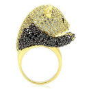 Yellow Gold Ring 0W182 Gold+Ruthenium Brass Ring with AAA Grade CZ