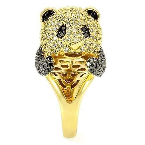 Yellow Gold Ring 0W182 Gold+Ruthenium Brass Ring with AAA Grade CZ