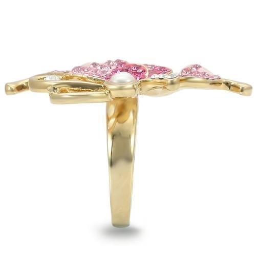 Yellow Gold Ring 0W289 Gold Brass Ring with Top Grade Crystal