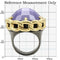 Yellow Gold Ring 0W311 Gold+Ruthenium Brass Ring with Milky CZ in Tanzanite