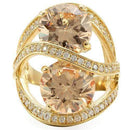 Silver Jewelry Rings Yellow Gold Ring 0W314 Gold Brass Ring with AAA Grade CZ in Champagne Alamode Fashion Jewelry Outlet