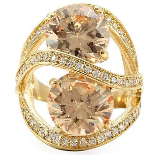 Silver Jewelry Rings Yellow Gold Ring 0W314 Gold Brass Ring with AAA Grade CZ in Champagne Alamode Fashion Jewelry Outlet