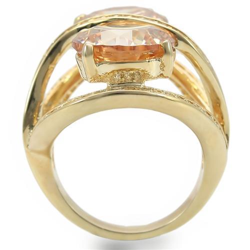 Yellow Gold Ring 0W314 Gold Brass Ring with AAA Grade CZ in Champagne