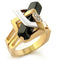Yellow Gold Ring 10108 Gold+Rhodium Brass Ring with Semi-Precious