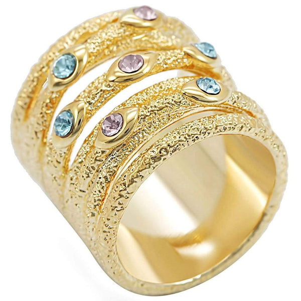 Yellow Gold Ring 1W047 Gold Brass Ring with Top Grade Crystal