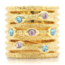 Yellow Gold Ring 1W047 Gold Brass Ring with Top Grade Crystal