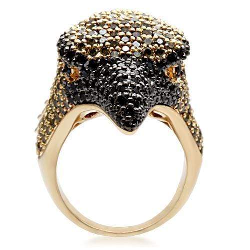 Yellow Gold Ring 1W084 Gold+Ruthenium Brass Ring with AAA Grade CZ