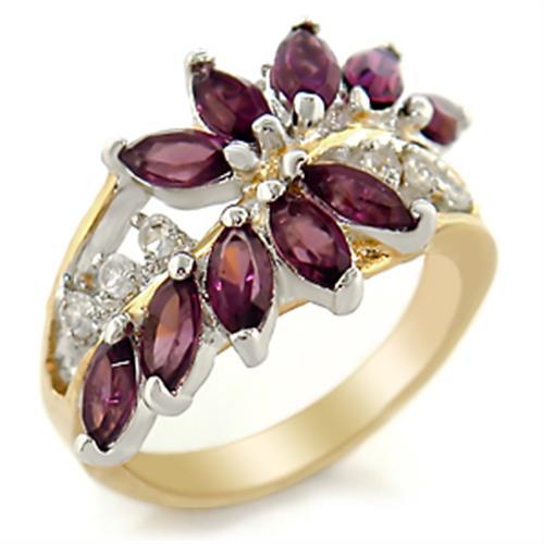 Yellow Gold Ring 2W001 Gold+Rhodium Brass Ring with Top Grade Crystal