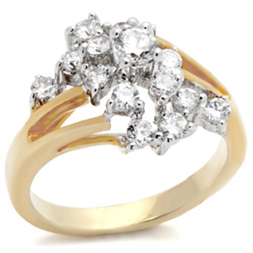 Yellow Gold Ring 2W023 Gold+Rhodium Brass Ring with AAA Grade CZ