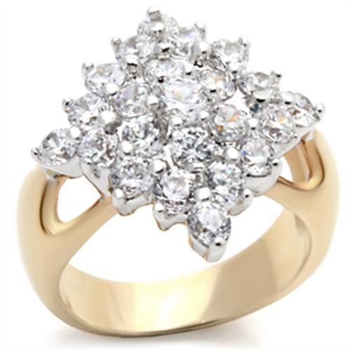 Yellow Gold Ring 2W024 Gold+Rhodium Brass Ring with AAA Grade CZ