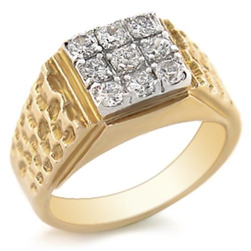 Yellow Gold Ring 2W062 Gold+Rhodium Brass Ring with AAA Grade CZ