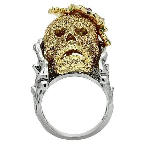 Yellow Gold Ring 3W002 Gold+Ruthenium White Metal Ring with Crystal