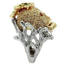 Yellow Gold Ring 3W002 Gold+Ruthenium White Metal Ring with Crystal