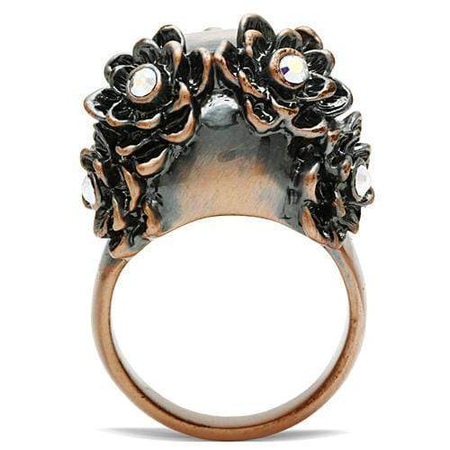 Yellow Gold Ring 3W014 Ancientry Gold White Metal Ring with Crystal