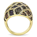 Yellow Gold Ring 3W1461 Gold+Ruthenium Brass Ring with AAA Grade CZ