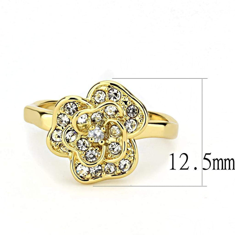 Yellow Gold Ring 3W1497 Gold Brass Ring with Top Grade Crystal