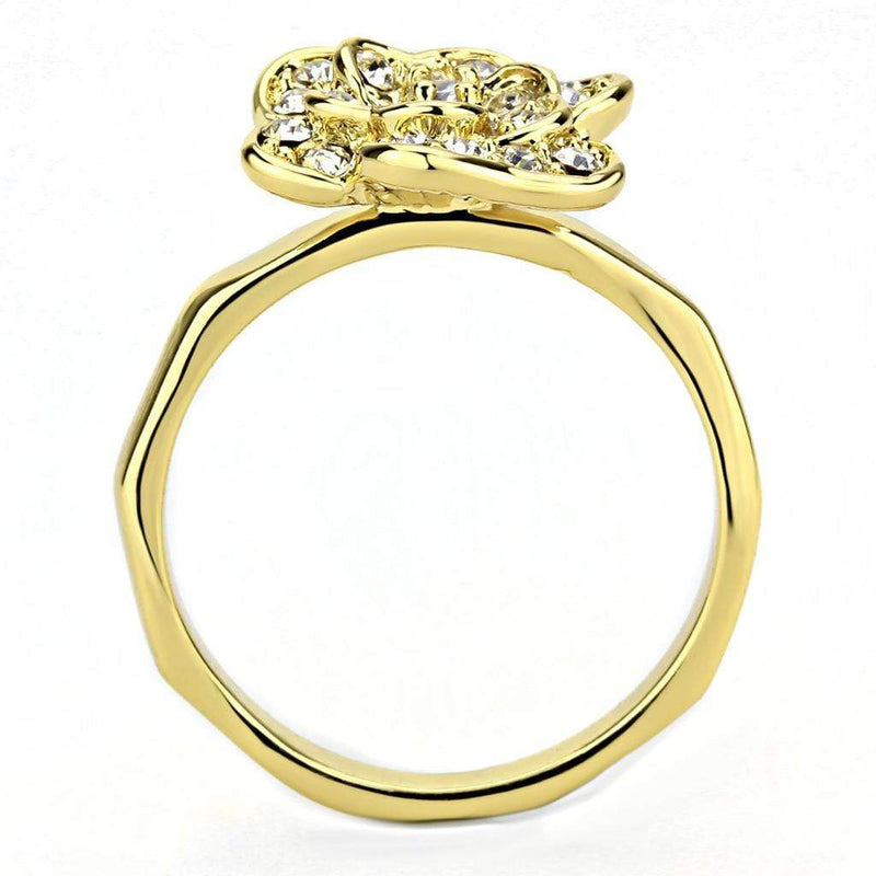 Yellow Gold Ring 3W1497 Gold Brass Ring with Top Grade Crystal