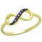 Yellow Gold Ring 3W727 Gold+Ruthenium Brass Ring with CZ in Tanzanite